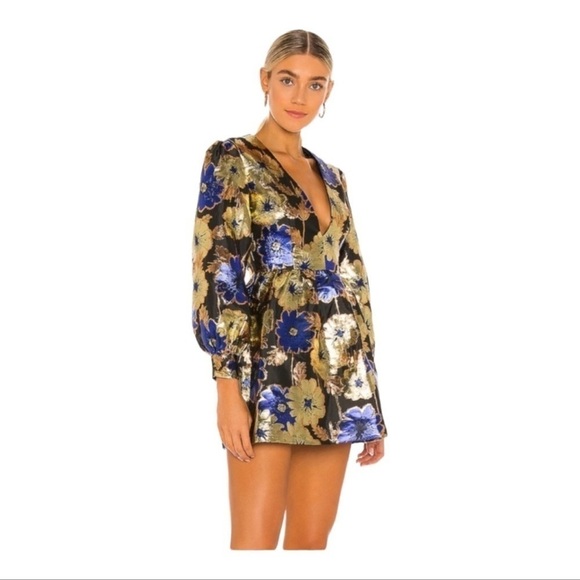 NWT ALICE MCCALL Night Light Metallic Floral Long Sleeve Mini Dress US 8 AU 12 - Picture 4 of 15